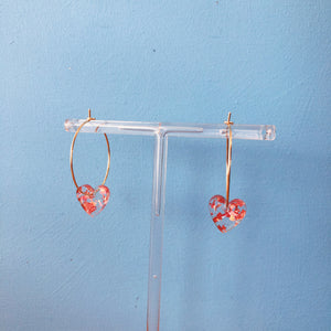 Rosy Pink Flaked Mini Corazon Hoops