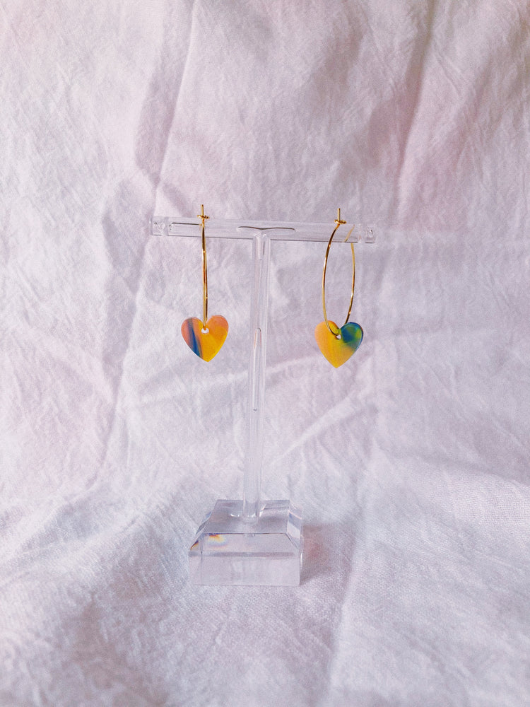 Tie Dye Mini Corazon Hoops