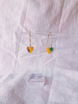 Tie Dye Mini Corazon Hoops